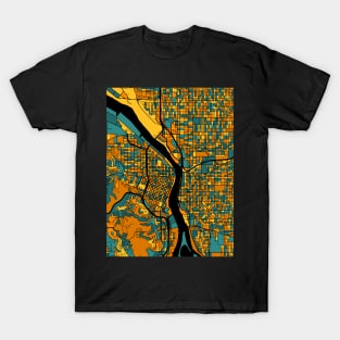 Portland Map Pattern in Orange & Teal T-Shirt